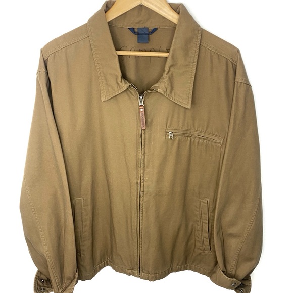 Vintage Woolrich Men’s Brown Full Zip Canvas Workwear Chore Jacket Size Large - Picture 2 of 9